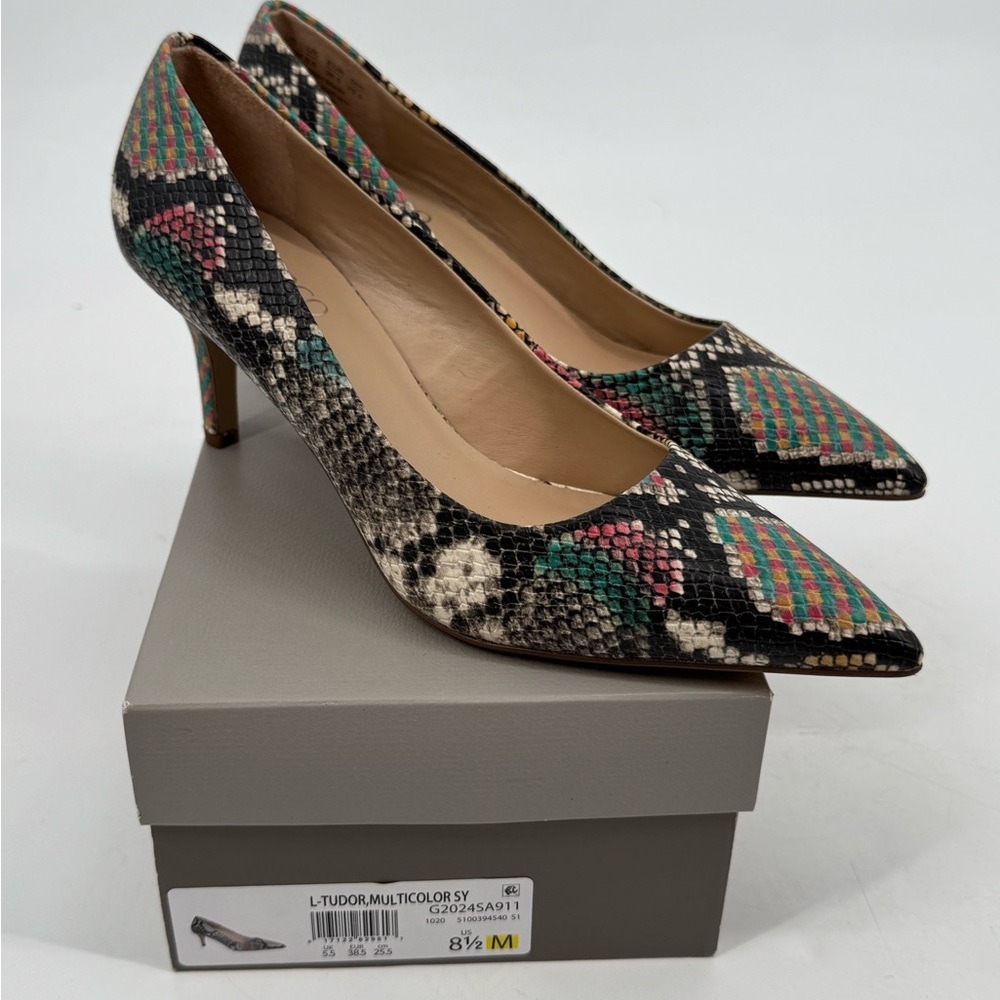 Franco Sarto Tudor Multicolor Snakeskin Pointed-Toe Heels Size 8.5 New - Picture 6 of 6